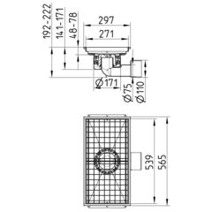 Line drawing of a kitchen channel from the series Kitchen channel-No membrane.