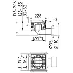 Line drawing of a drain from the series Drain-No membrane-200.