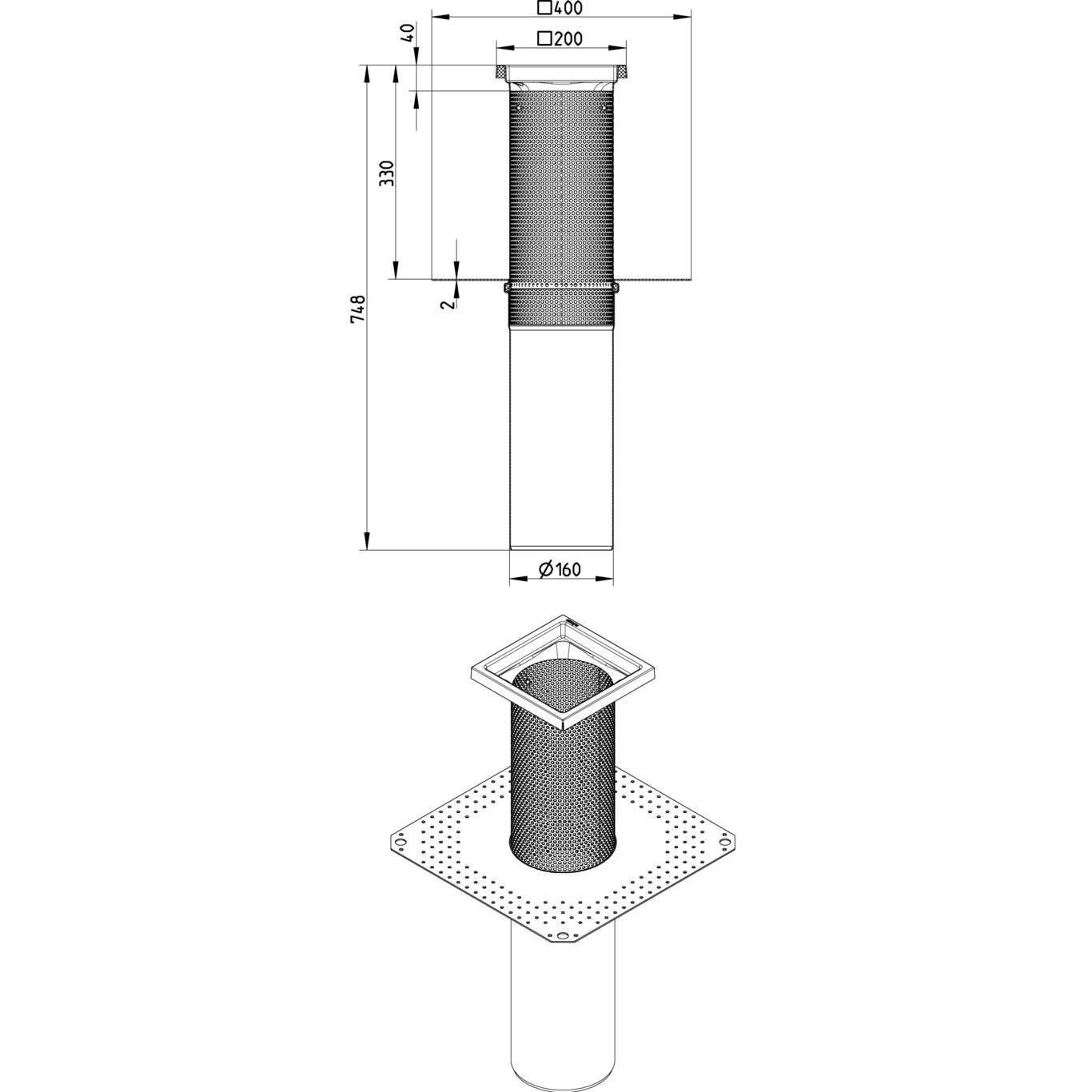 Line Drawing - Drain for gravity-bitumen