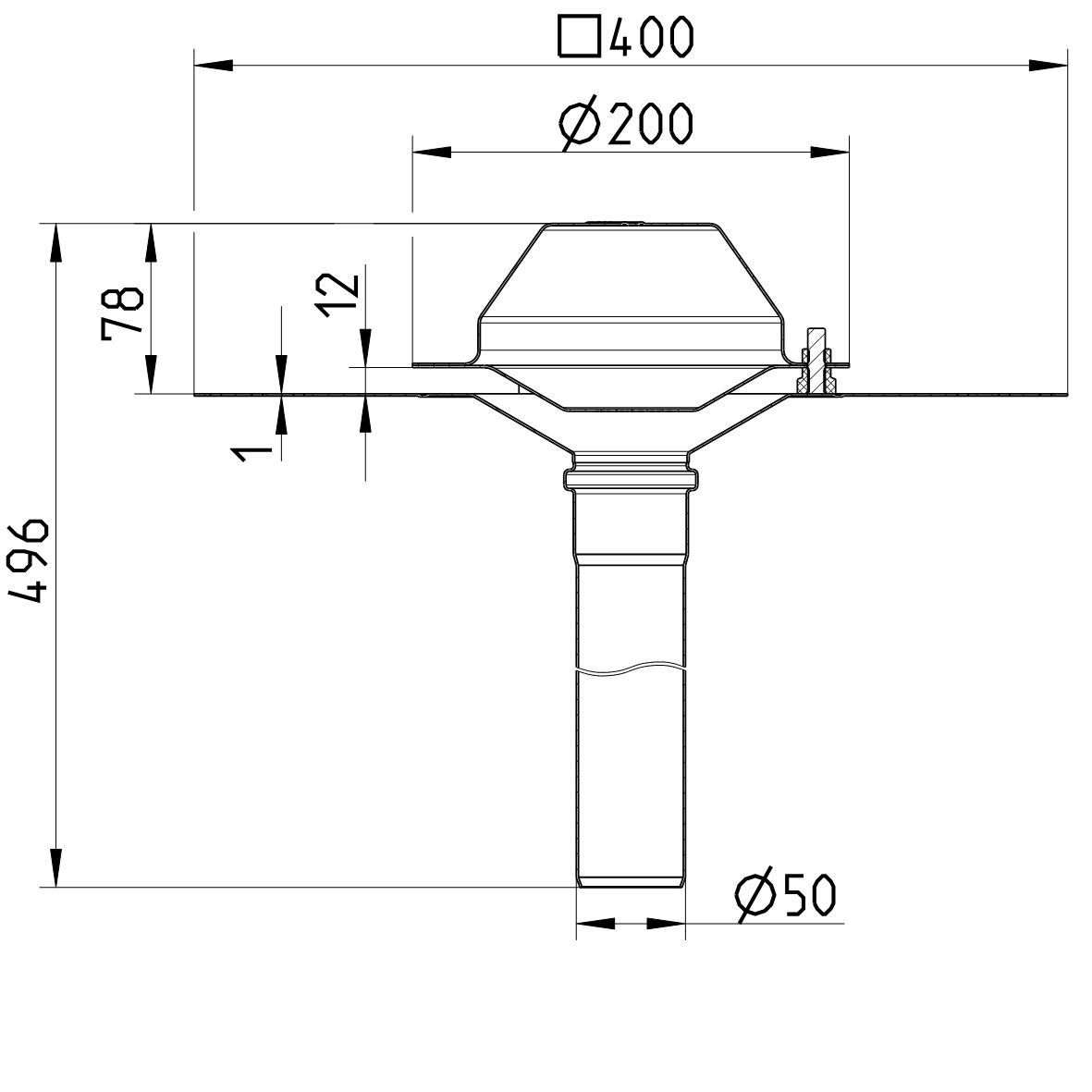Line Drawing - Drain for siphonic-bitumen