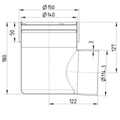 Line drawing of a lower part from the series Marine-lower part-welding sleeve-steel.