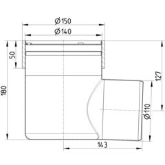 Line drawing of a lower part from the series Marine-lower part-welding sleeve-steel.