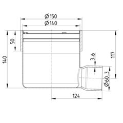 Line drawing of a lower part from the series Marine-lower part-welding sleeve-steel.