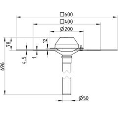 Line drawing of a drain from the series Drain for siphonic-bitumen collar.