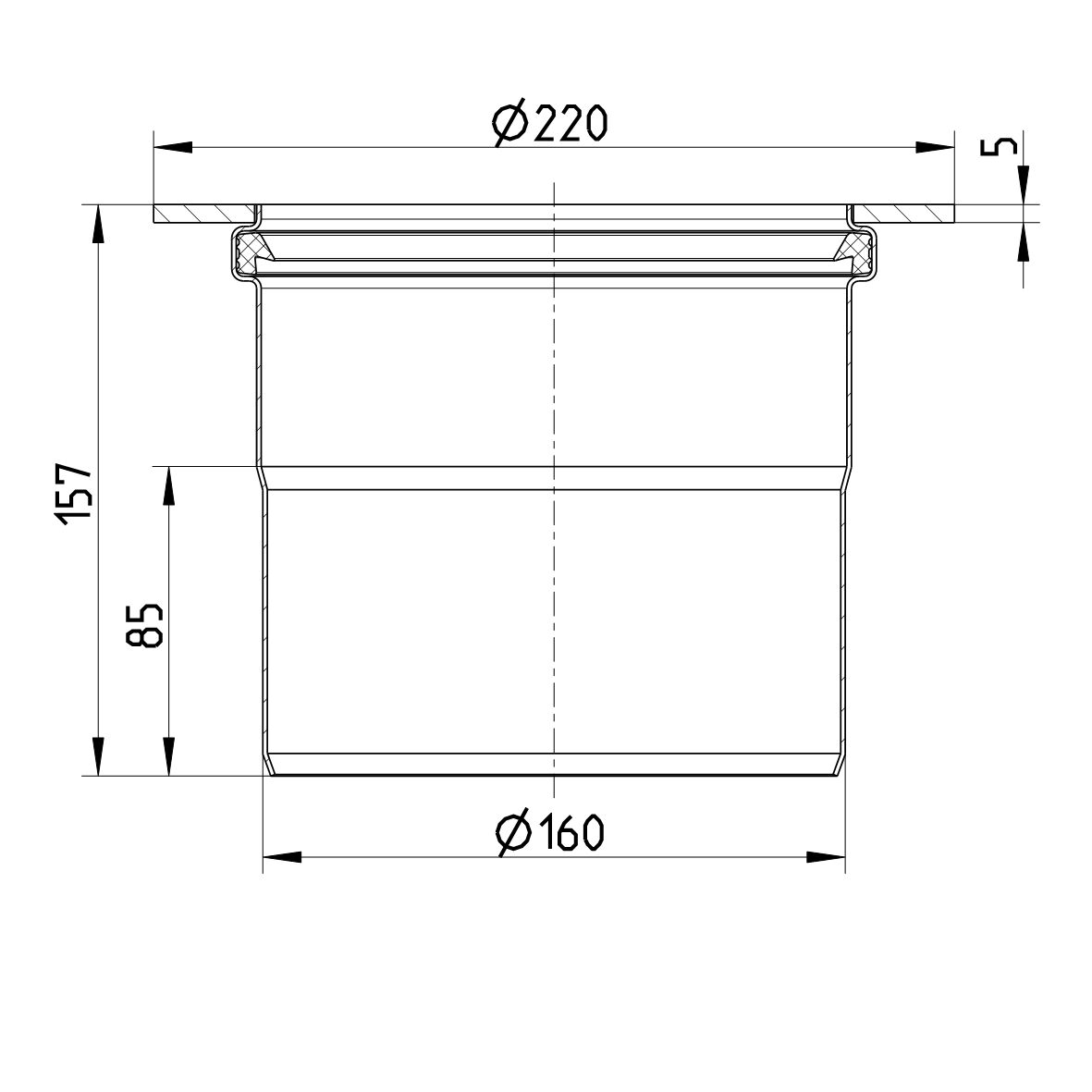 Line drawing of a penetration from the series Penetration-welding flange-steel.