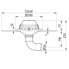 Line drawing of a drain from the series Drain for gravity-bitumen.