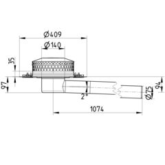 Line drawing of a drain / parapet from the series Drain-Parapet.
