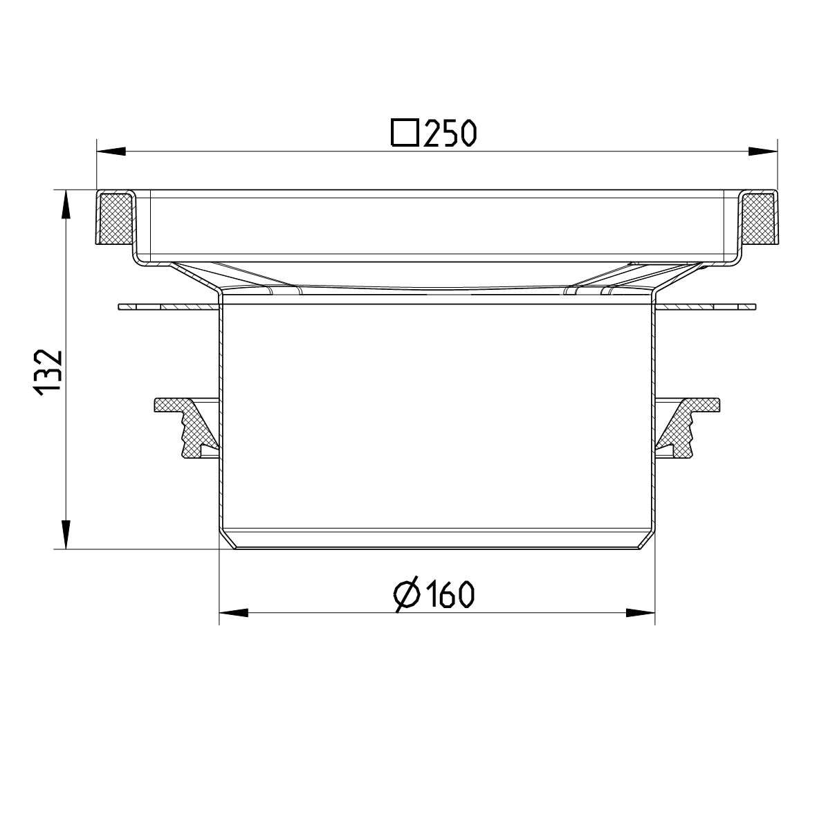 Line drawing of a kitchen channel from the series Kitchen channel-No membrane.