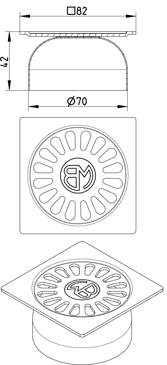 Line drawing of a grating from the series Grating-Drain-97.