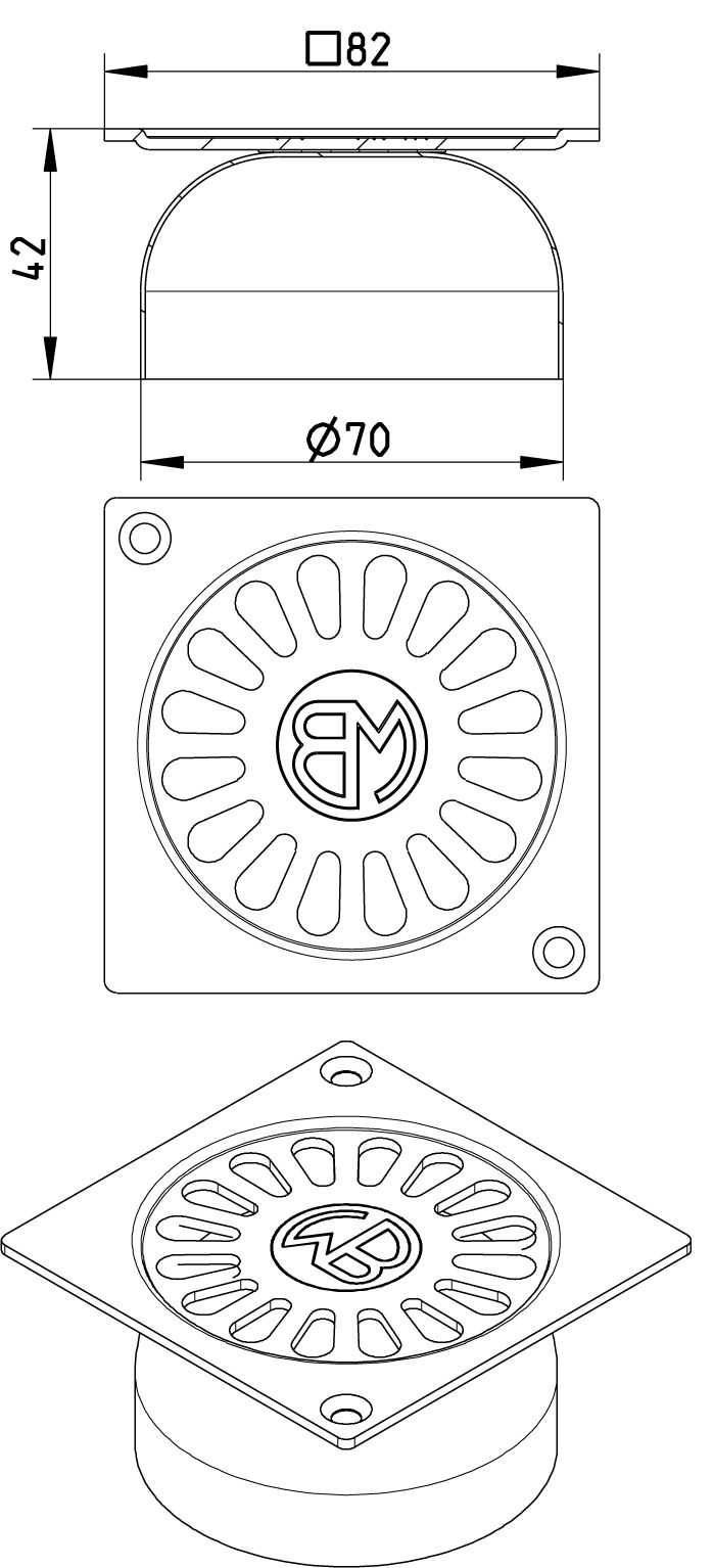 Line drawing of a grating from the series Grating-Drain-97.