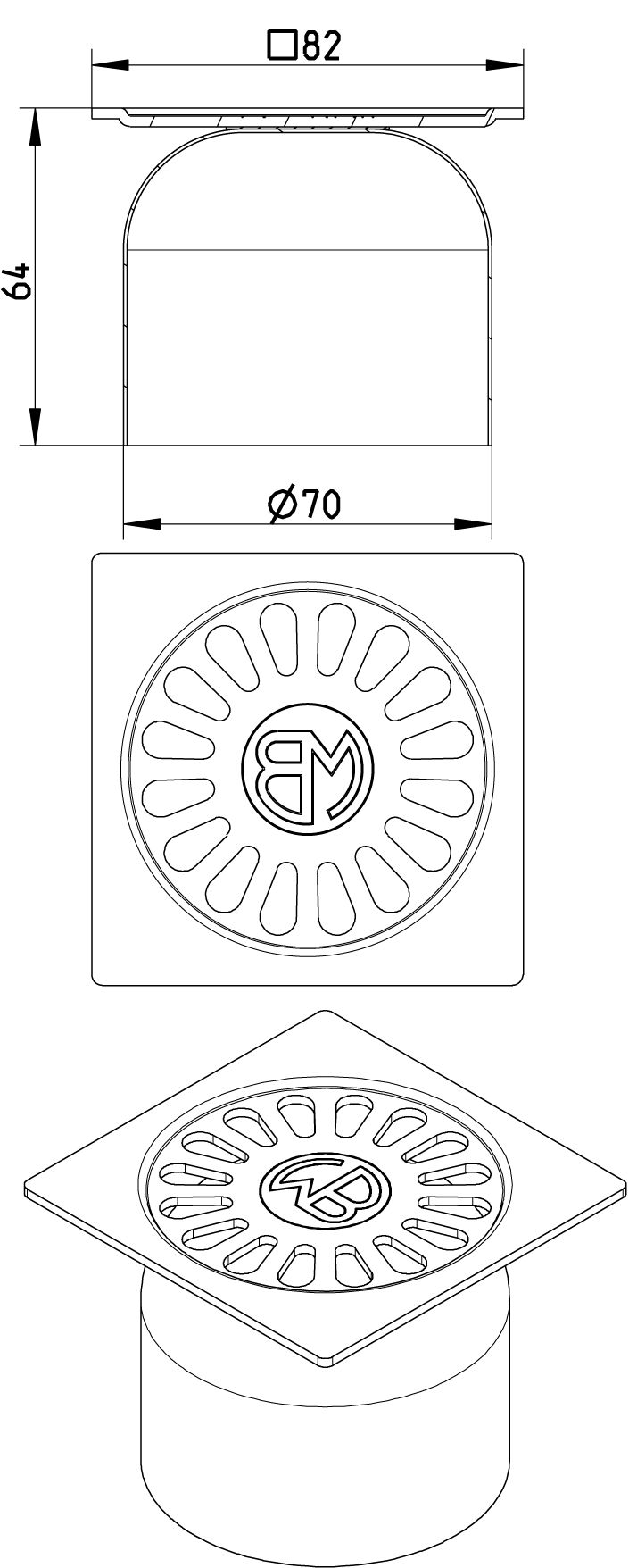 Line drawing of a grating from the series Grating-Drain-97.
