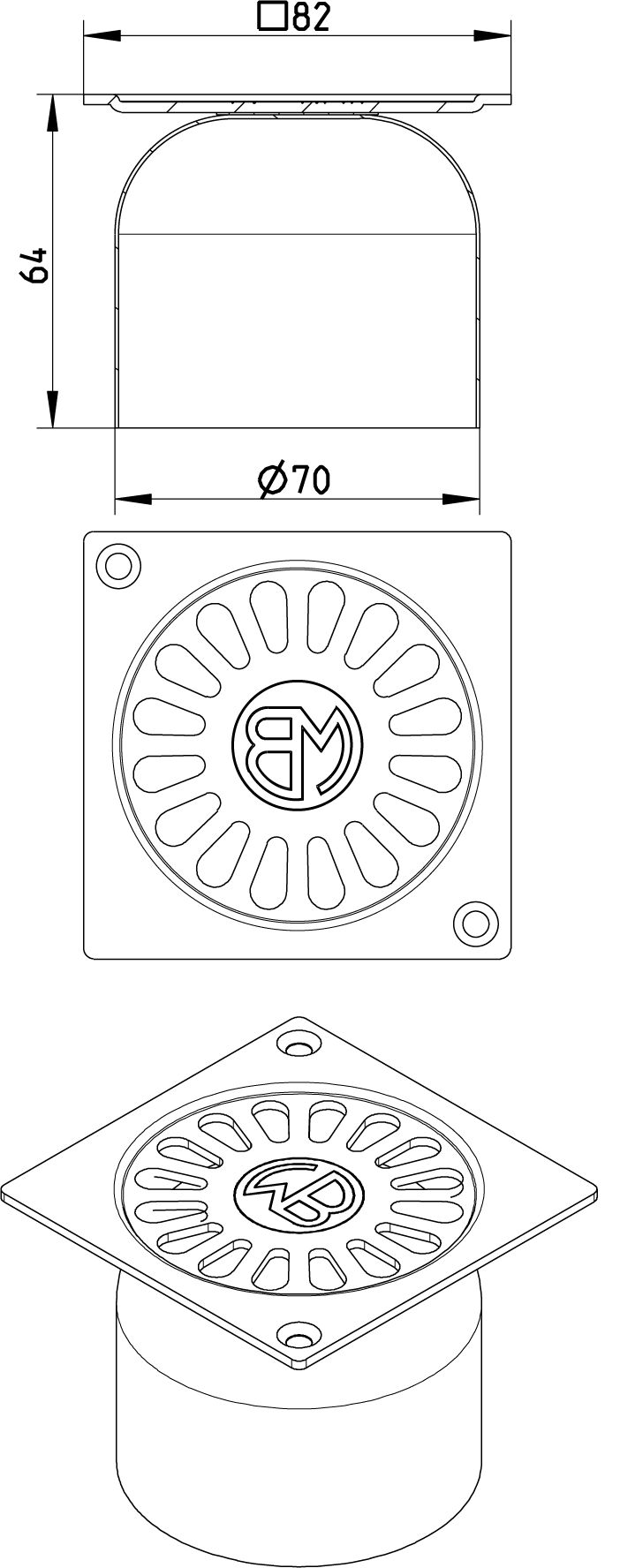 Line drawing of a grating from the series Grating-Drain-97.