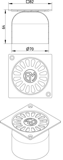 Line drawing of a grating from the series Grating-Drain-97.