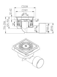 Line drawing of a drain from the series Drain-No membrane-197.
